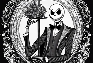 Jack Skellington with date of birth tattoo idea