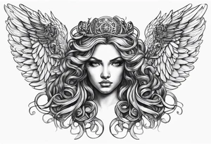 angel wings medusa tattoo idea