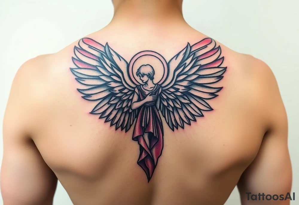 an angel in stained glass tattoo idea