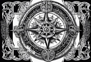 combine stairway to heaven's gate, viking compass tattoo idea