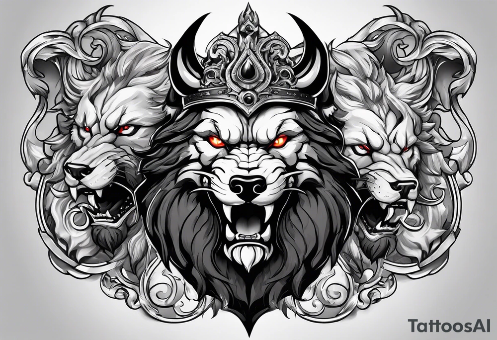 Hades with helmet and cerberus tattoo idea