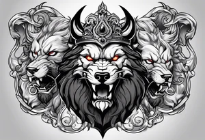 Hades with helmet and cerberus tattoo idea