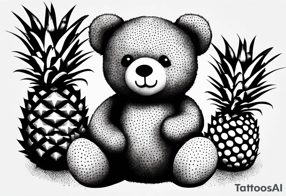 Teddy bear loves pineapple tattoo idea
