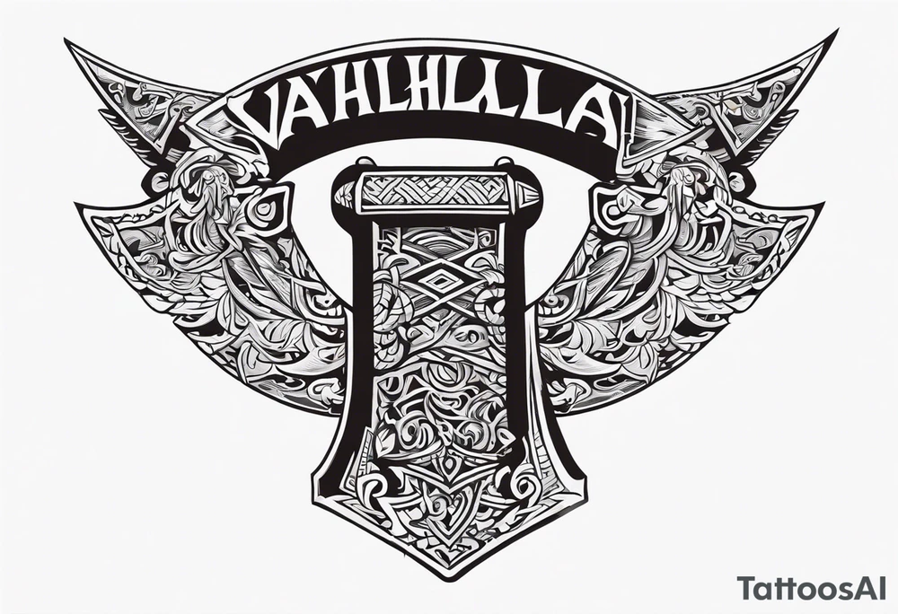 Valhalla sword viking hatchet tattoo idea
