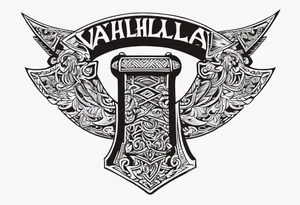Valhalla sword viking hatchet tattoo idea