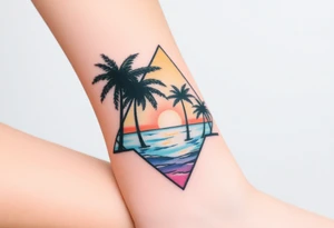 Palm trees silhouette, water, florida, all fit in a triangle tattoo idea