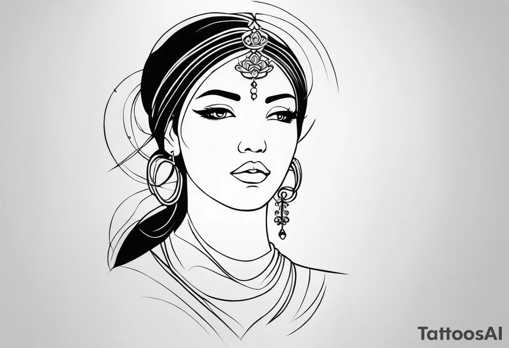 I want a fine line, feminine but very powerful tattoo. I want it to feel oriental and decorative. I want the image to portray a powerful story from the Bible. I want the tattoo to look peaceful and glowy. It has to tell a biblical story. More minimal tattoo idea