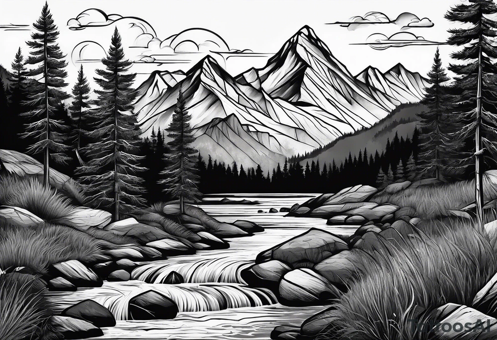 mountain landscape tattoo idea