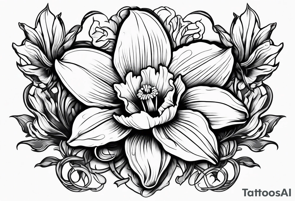 Daffodil birth flower chain tattoo idea