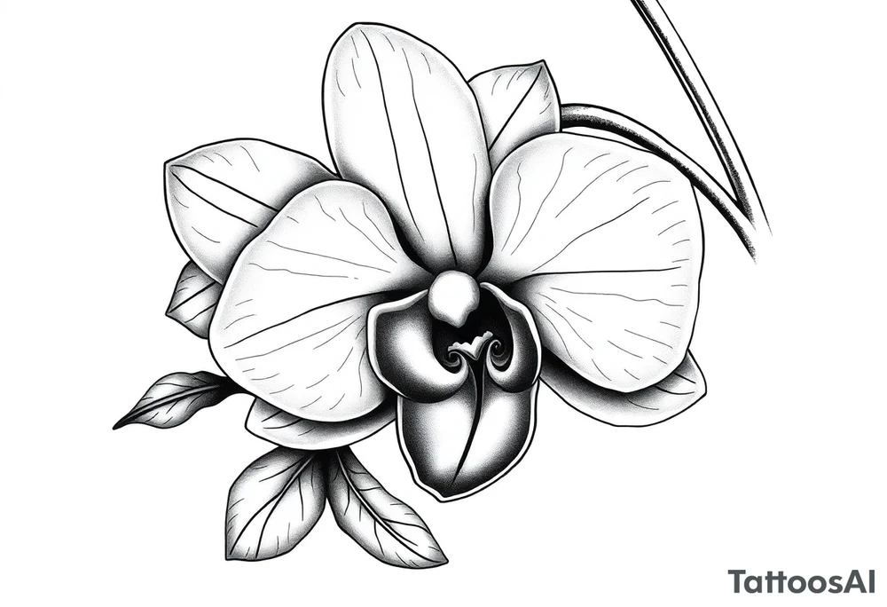 Orchid realistic with a mix with vagina tattoo idea