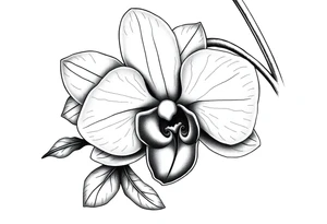 Orchid realistic with a mix with vagina tattoo idea