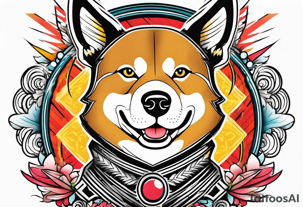 Shiba inu  japanese warrior tattoo idea