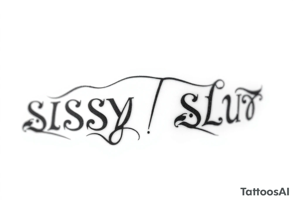 Slutty ass cheeks tattoo bold print large and tribal like design saying SISSY SLUT tattoo idea