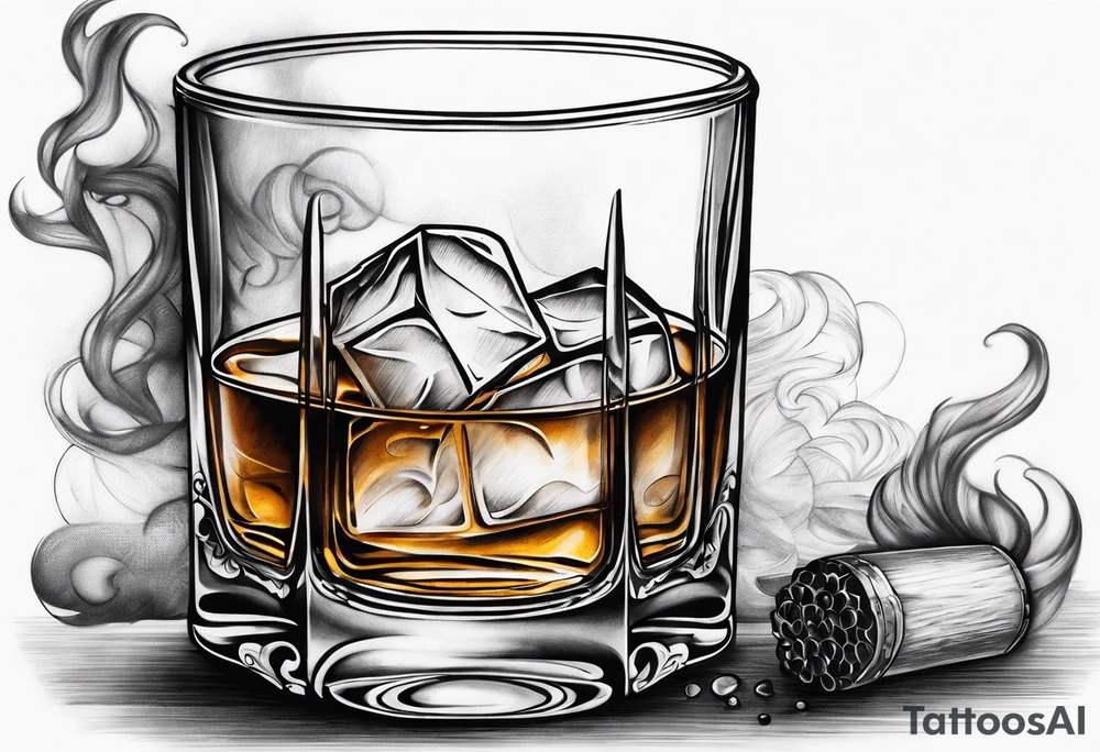 whiskey glass and a blunt smoke tattoo idea