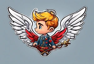 cupido  fly boy with wings and a bow, tattoo idea