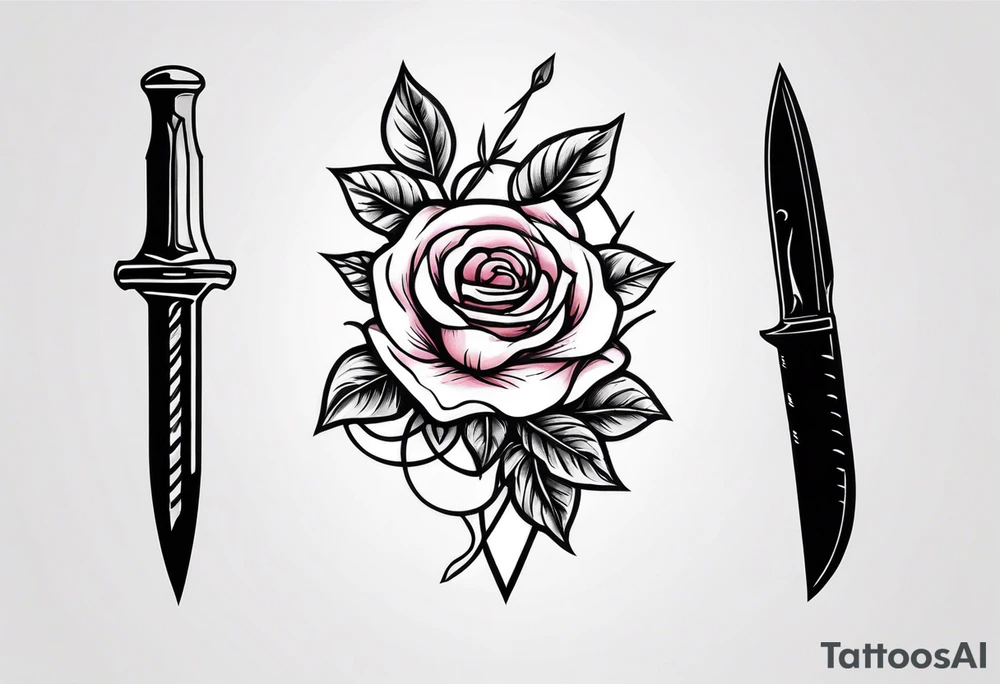 Messer mit Stacheldraht und Rose tattoo idea