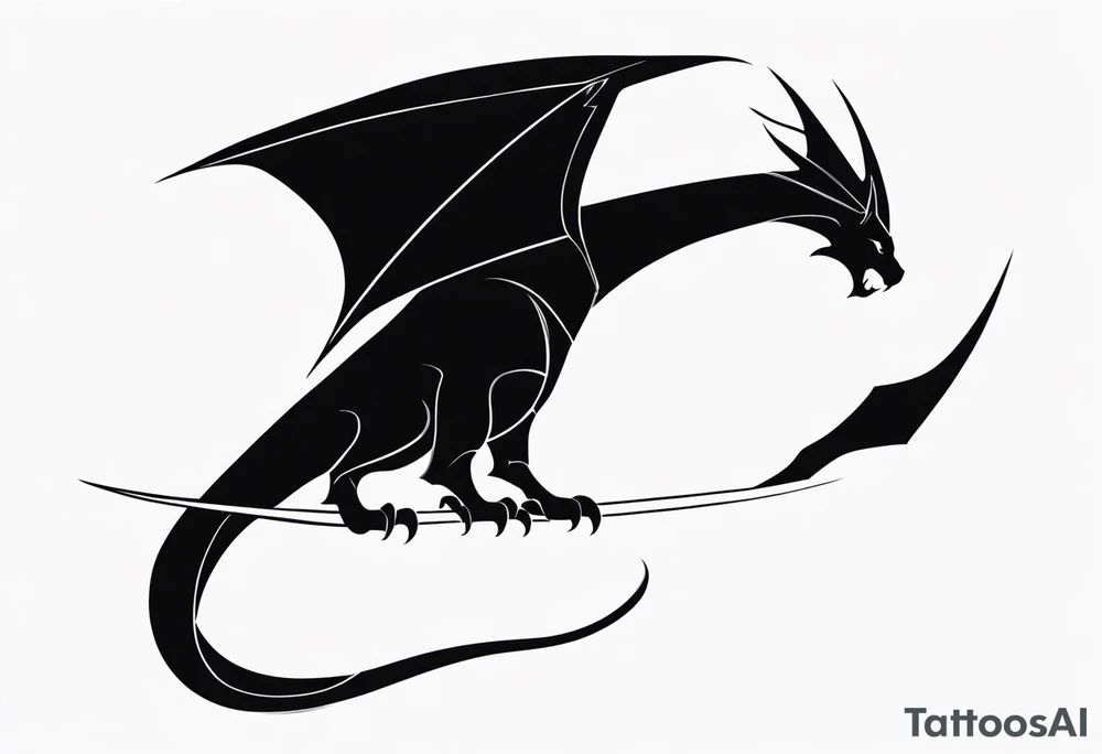 Silhouette modernist minimal soft wyvern tattoo idea