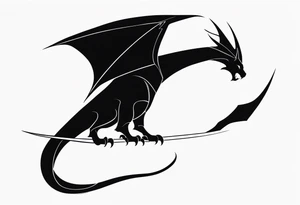 Silhouette modernist minimal soft wyvern tattoo idea