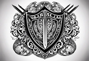 Valhalla shield sword tattoo idea