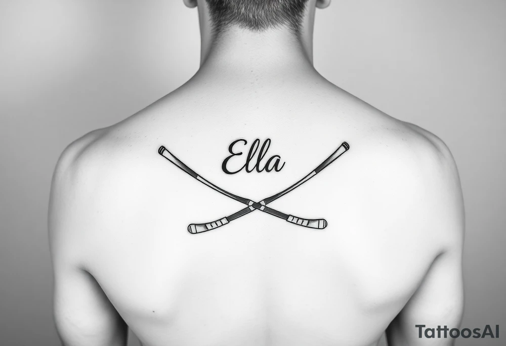Ella with hockey sticks for L tattoo idea