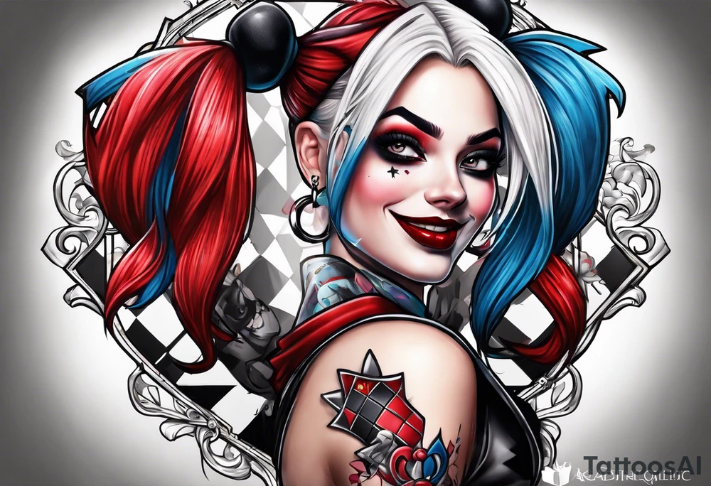 Pinup Harley Quinn tattoo idea