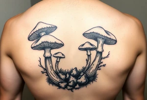 Mushrooms opening up the veil and showing what's beyond our perceivable world tattoo idea