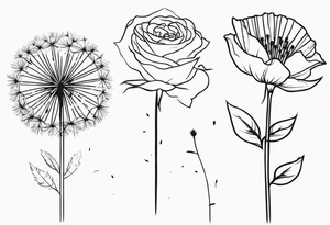 3 dandelion 1 rose tattoo idea