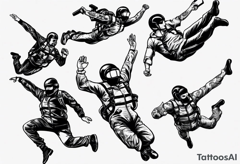 skydiving, shooting guns tattoo idea