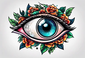 Neo traditional hand with eye in palm tattoo idea