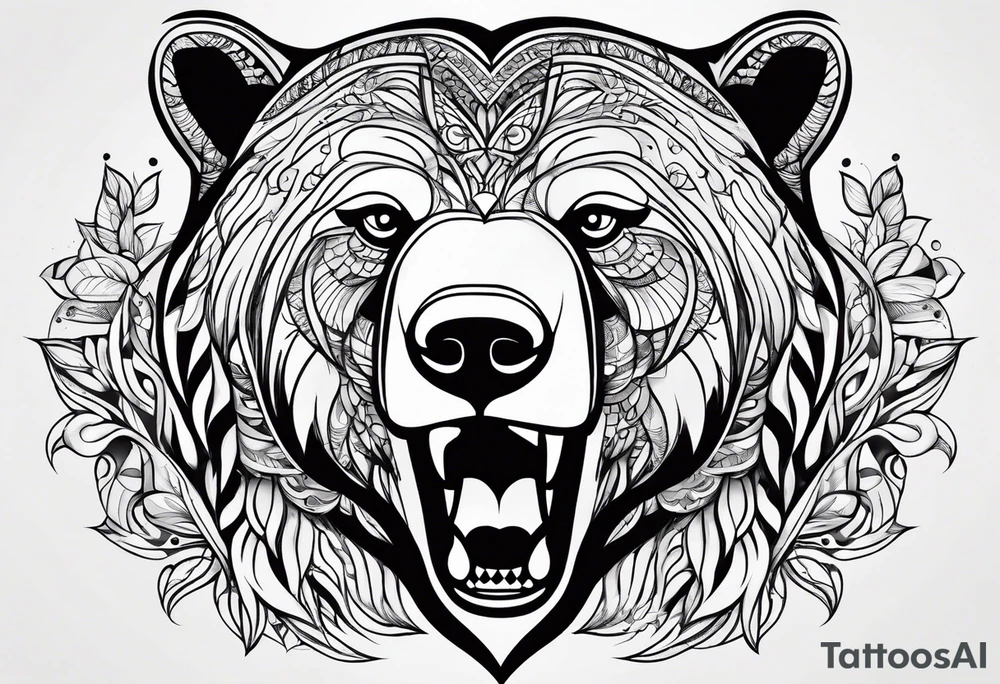 Simple female bear face tattoo idea