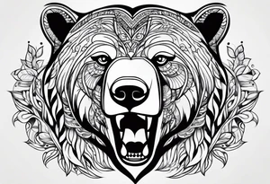 Simple female bear face tattoo idea