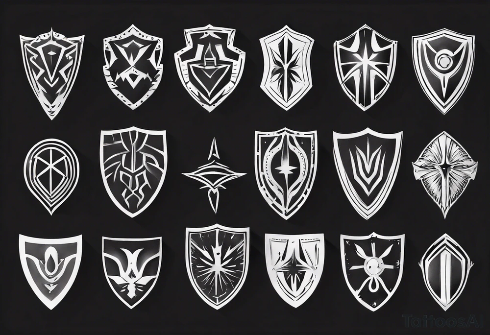 Shield symmetrical tattoo idea