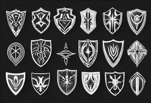 Shield symmetrical tattoo idea