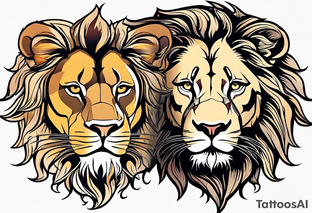 Lion and lioness with august 17 & 18 tattoo idea
