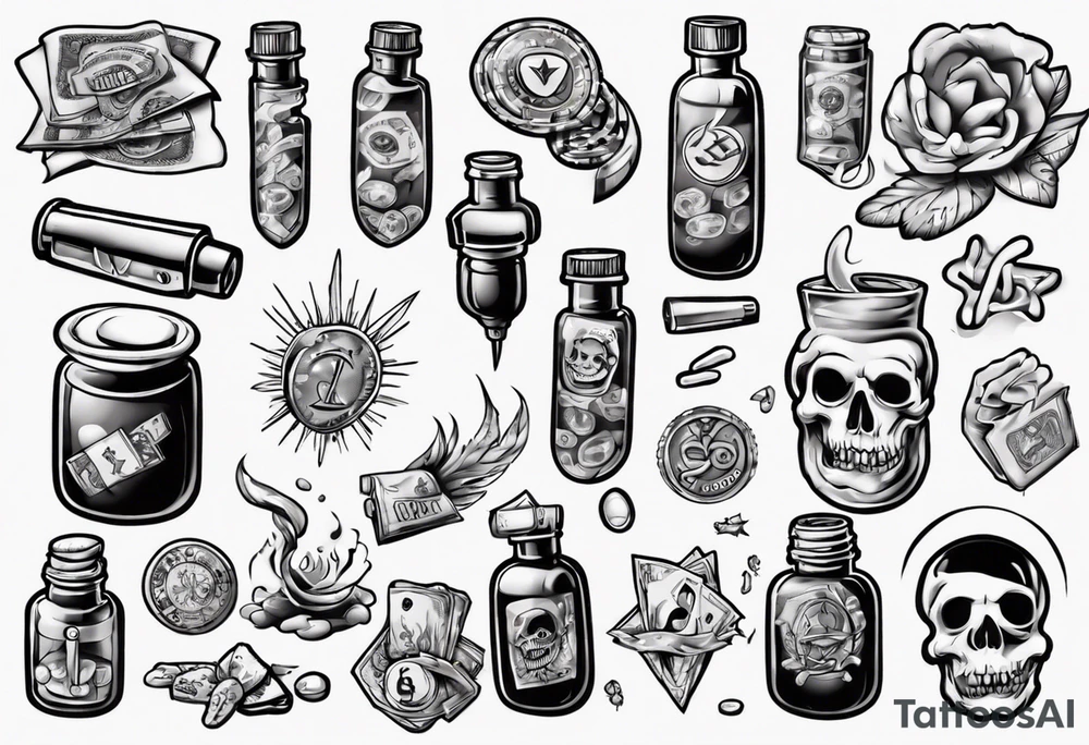 drugs and money tattoo idea