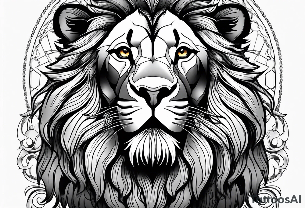 powerful majestic lion, close-up tattoo idea