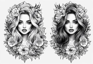 Girlie thigh art tattoo idea