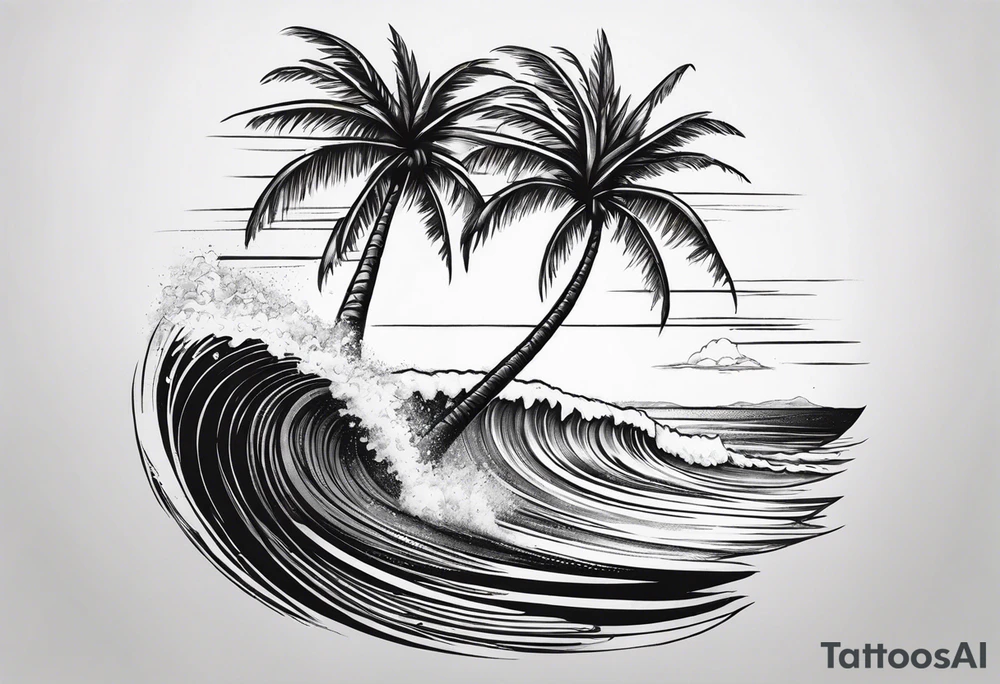 Palm tree, surfing tattoo idea