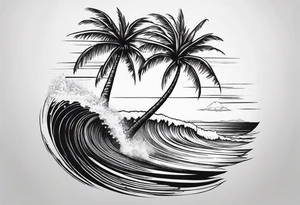 Palm tree, surfing tattoo idea