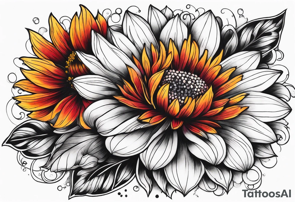 Galaxy with an Indian blanket flower tattoo idea