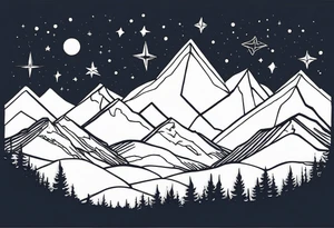 Constellation over mountains with stars tattoo idea