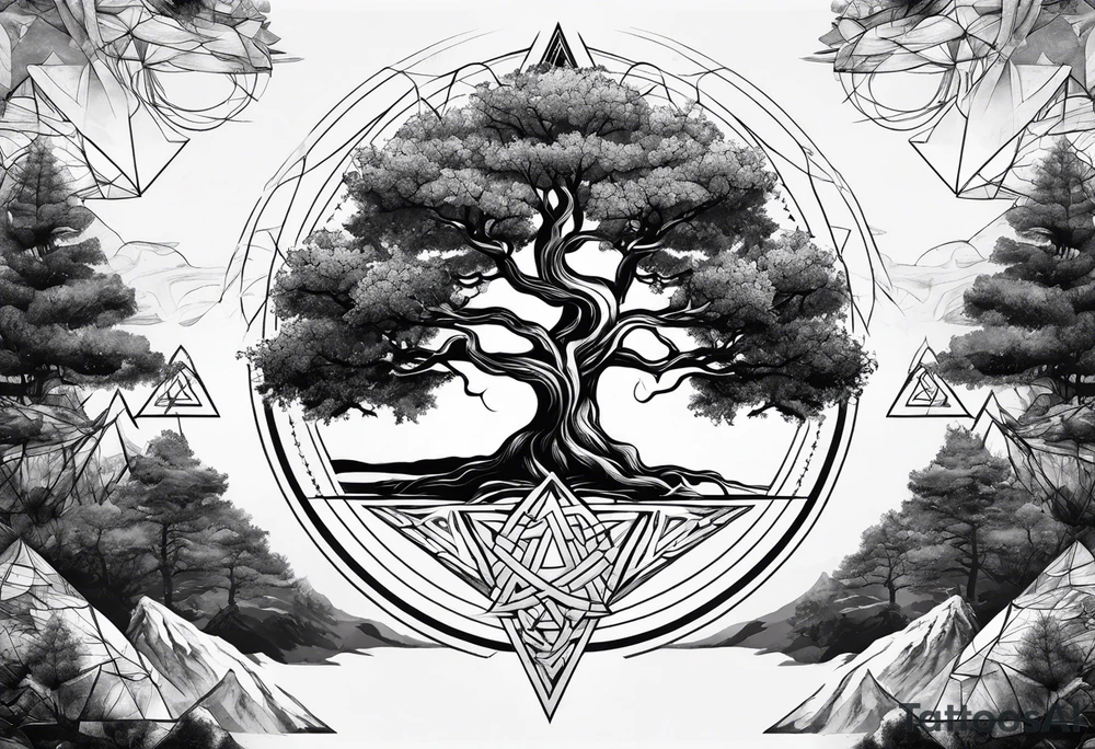yggdrasil
3 line triangles behind tattoo idea