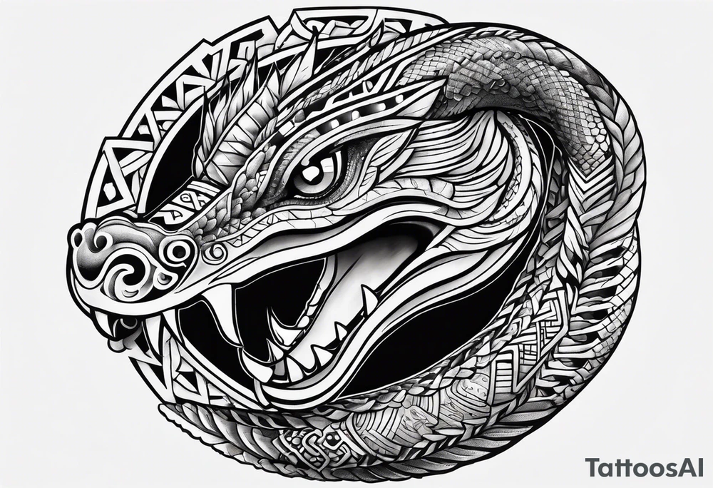 aztec snake sleeve tattoo idea