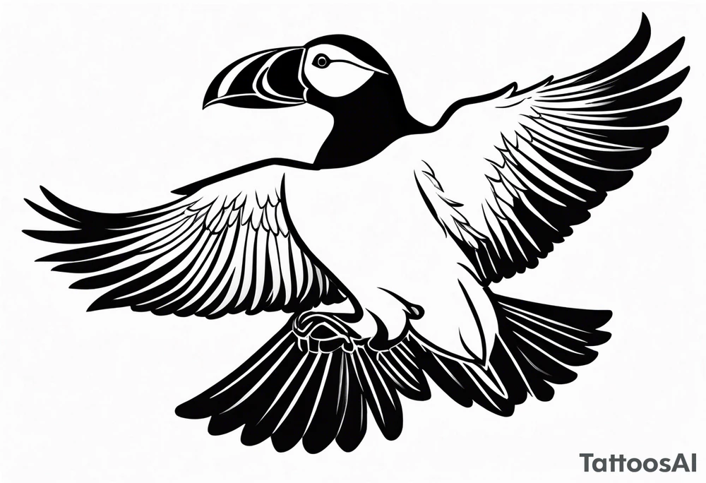 a black flying puffin 
 -  forarm Tattoo tattoo idea