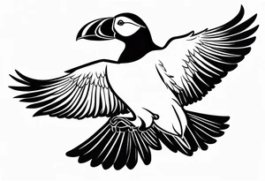 a black flying puffin 
 -  forarm Tattoo tattoo idea