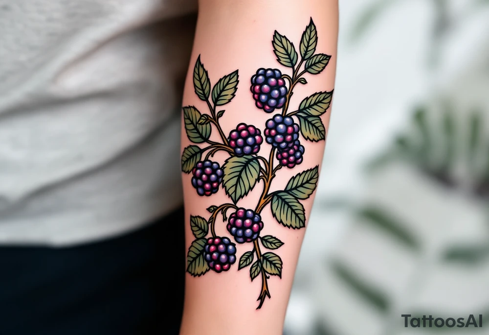 American traditional style Blackberry vine to wrap around an arm tattoo idea