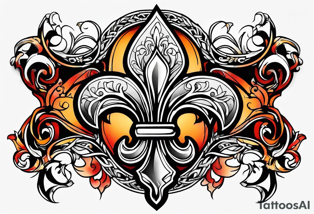 Fleur de lys celtique en flamme tattoo idea