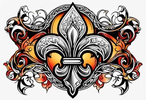 Fleur de lys celtique en flamme tattoo idea