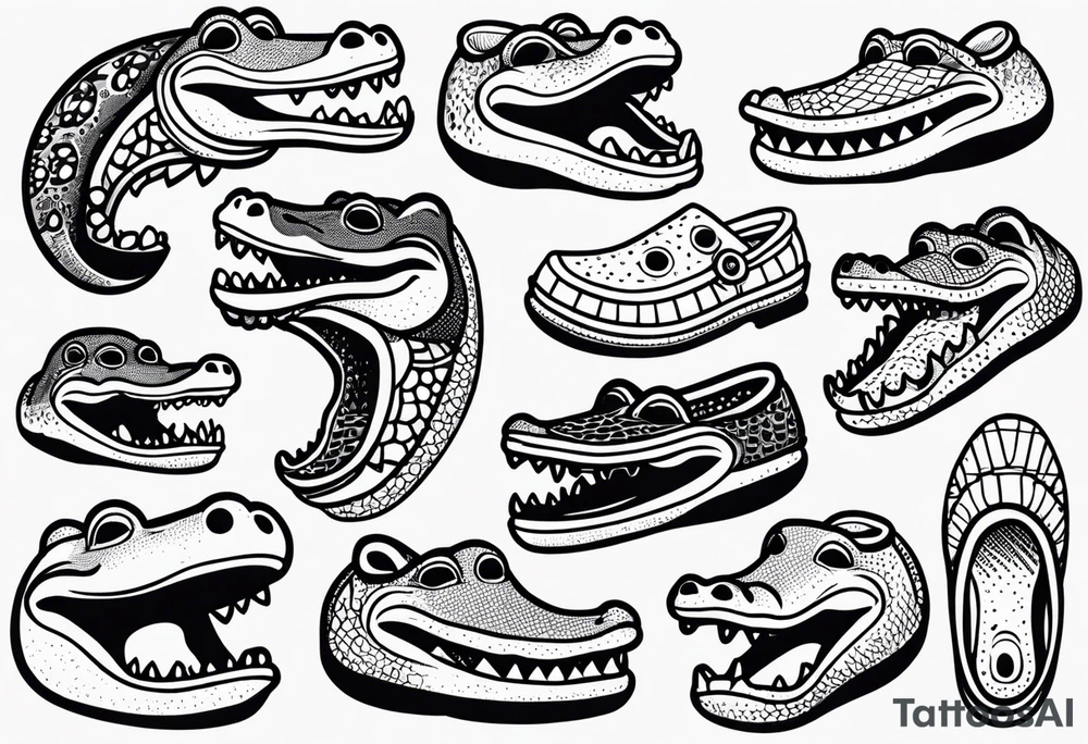 Variety of crocs facevtraditional style flash sheet tattoo idea