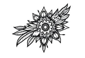 spiritual bold line feather indian mandala shaman tattoo idea